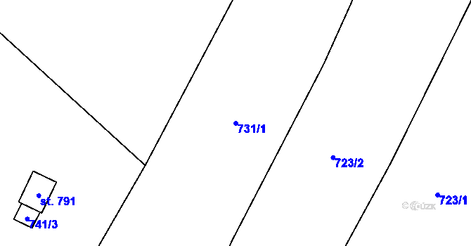 Parcela st. 731/1 v KÚ Strmilov, Katastrální mapa