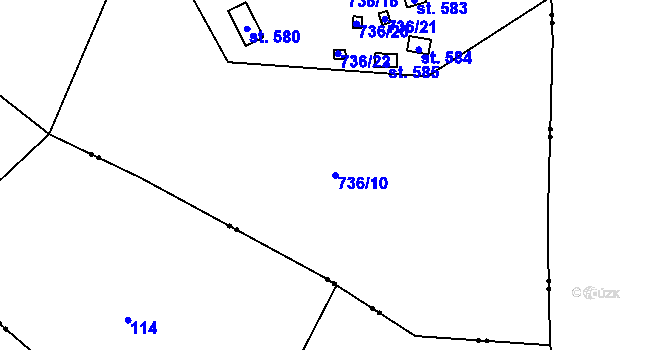 Parcela st. 736/10 v KÚ Strmilov, Katastrální mapa
