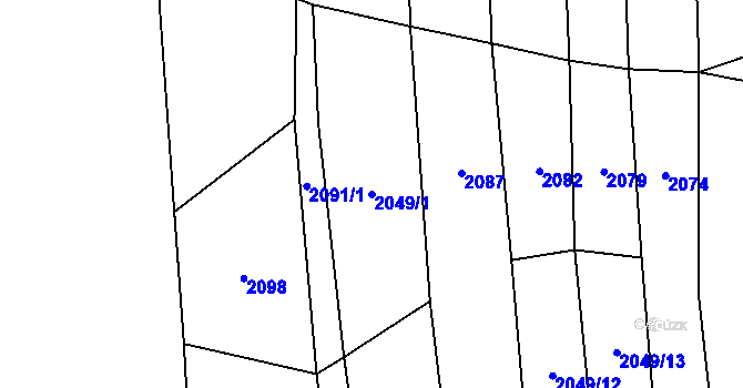 Parcela st. 2049/1 v KÚ Strmilov, Katastrální mapa