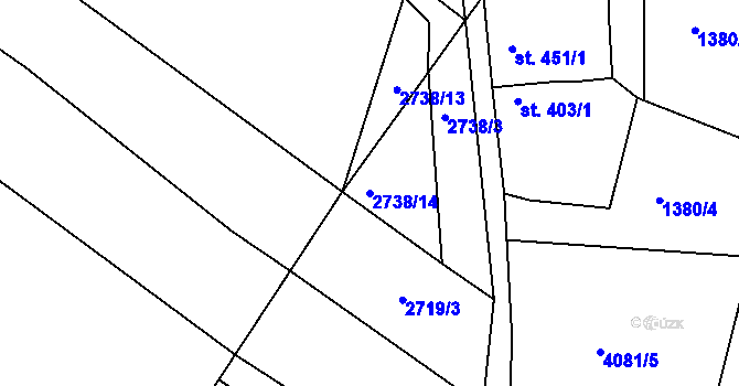 Parcela st. 2738/14 v KÚ Strmilov, Katastrální mapa