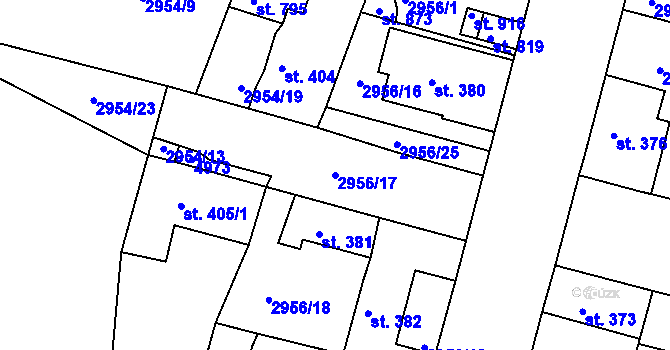 Parcela st. 2956/17 v KÚ Strmilov, Katastrální mapa