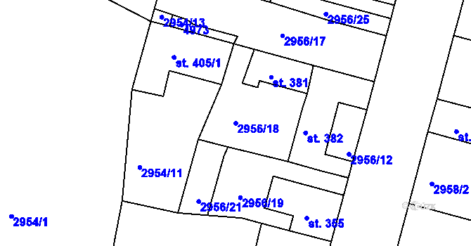 Parcela st. 2956/18 v KÚ Strmilov, Katastrální mapa