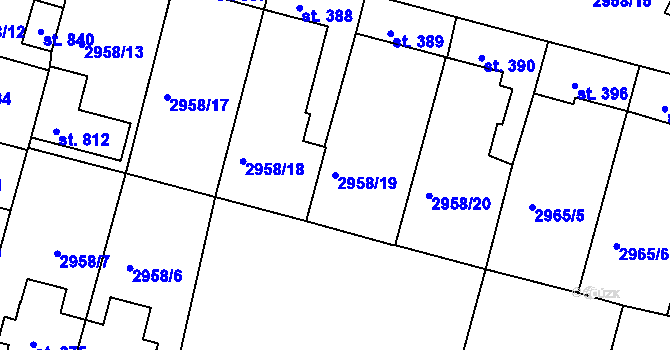 Parcela st. 2958/19 v KÚ Strmilov, Katastrální mapa