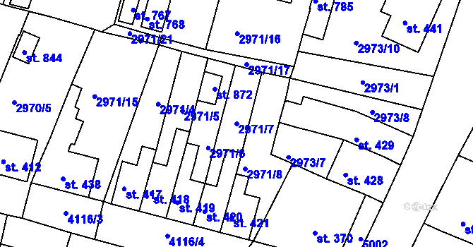 Parcela st. 2971/7 v KÚ Strmilov, Katastrální mapa