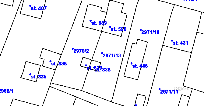Parcela st. 2971/13 v KÚ Strmilov, Katastrální mapa
