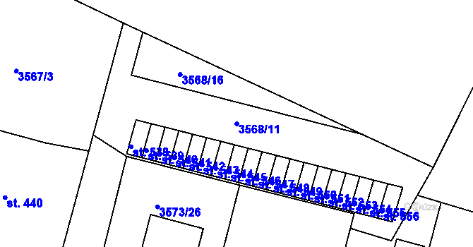 Parcela st. 3568/11 v KÚ Strmilov, Katastrální mapa