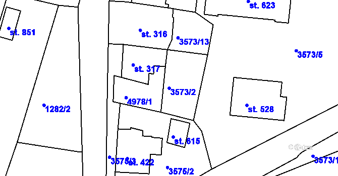 Parcela st. 3573/2 v KÚ Strmilov, Katastrální mapa