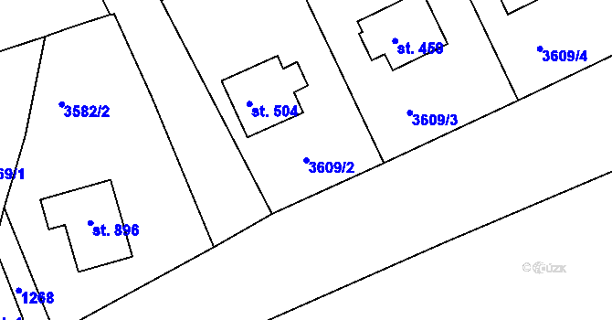 Parcela st. 3609/2 v KÚ Strmilov, Katastrální mapa