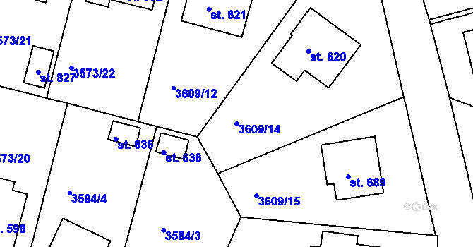 Parcela st. 3609/14 v KÚ Strmilov, Katastrální mapa
