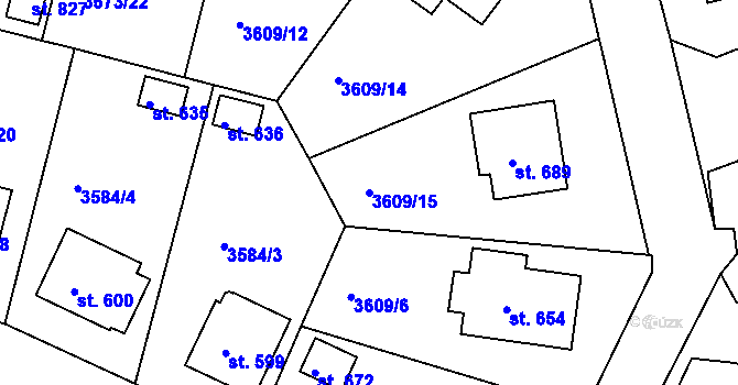Parcela st. 3609/15 v KÚ Strmilov, Katastrální mapa