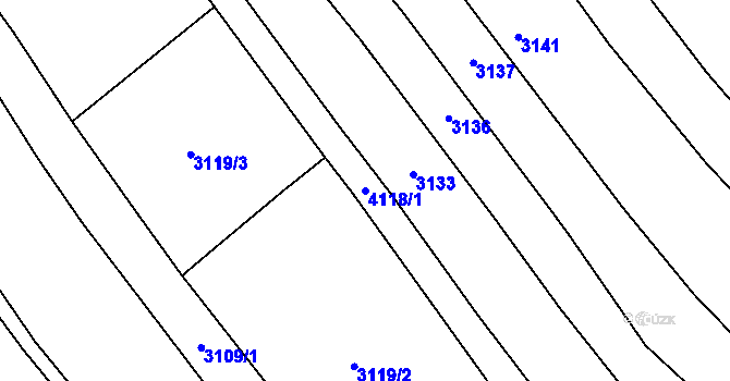 Parcela st. 4118/1 v KÚ Strmilov, Katastrální mapa