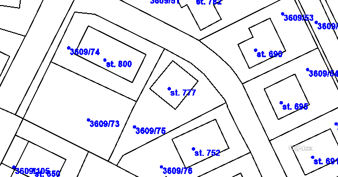 Parcela st. 777 v KÚ Strmilov, Katastrální mapa