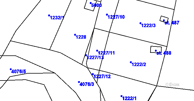 Parcela st. 1227/11 v KÚ Strmilov, Katastrální mapa