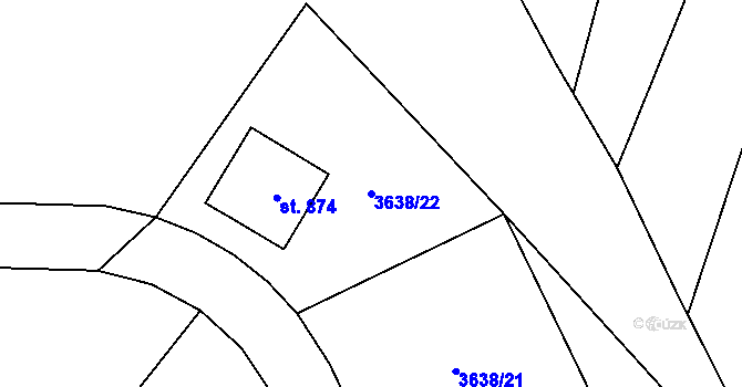 Parcela st. 3638/22 v KÚ Strmilov, Katastrální mapa