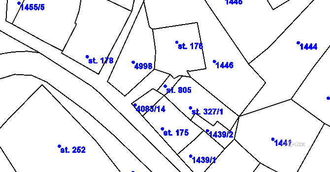 Parcela st. 805 v KÚ Strmilov, Katastrální mapa