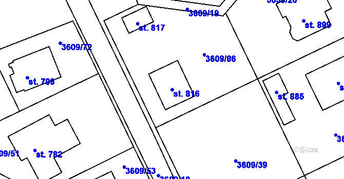 Parcela st. 816 v KÚ Strmilov, Katastrální mapa