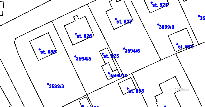 Parcela st. 825 v KÚ Strmilov, Katastrální mapa