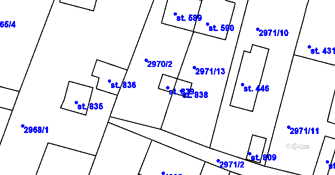 Parcela st. 839 v KÚ Strmilov, Katastrální mapa