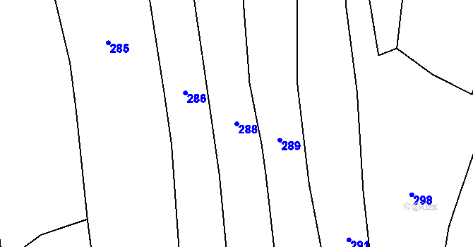 Parcela st. 288 v KÚ Strmilov, Katastrální mapa
