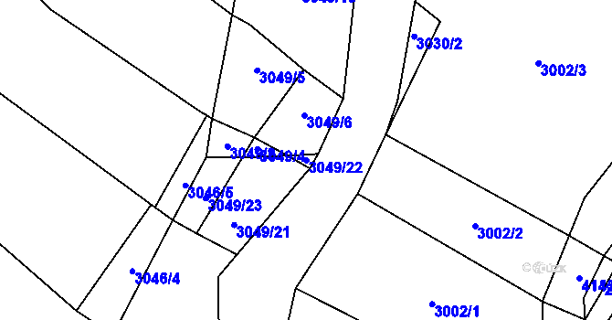 Parcela st. 3049/22 v KÚ Strmilov, Katastrální mapa