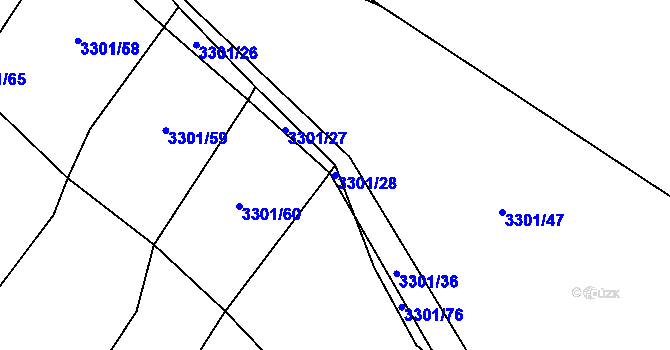 Parcela st. 3301/28 v KÚ Strmilov, Katastrální mapa
