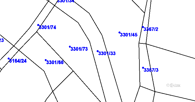 Parcela st. 3301/33 v KÚ Strmilov, Katastrální mapa