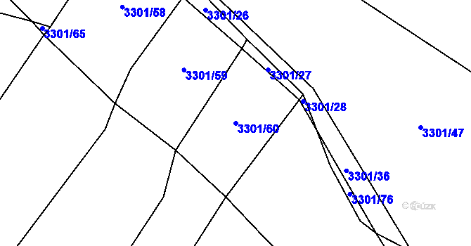 Parcela st. 3301/60 v KÚ Strmilov, Katastrální mapa