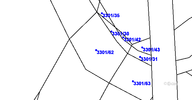 Parcela st. 3301/62 v KÚ Strmilov, Katastrální mapa