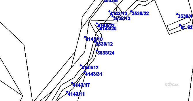 Parcela st. 3538/24 v KÚ Strmilov, Katastrální mapa