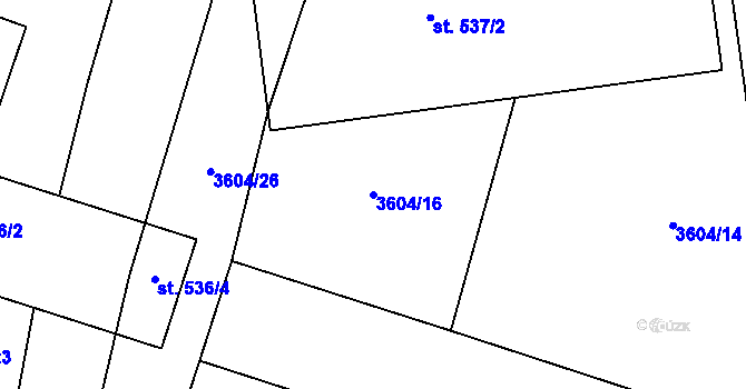 Parcela st. 3604/16 v KÚ Strmilov, Katastrální mapa