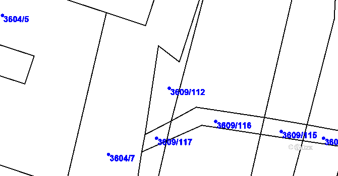 Parcela st. 3609/112 v KÚ Strmilov, Katastrální mapa