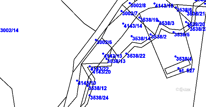 Parcela st. 4143/13 v KÚ Strmilov, Katastrální mapa