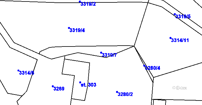 Parcela st. 3319/7 v KÚ Strmilov, Katastrální mapa