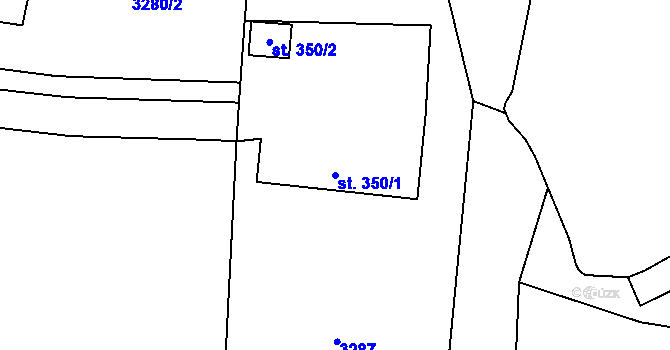 Parcela st. 350/1 v KÚ Strmilov, Katastrální mapa
