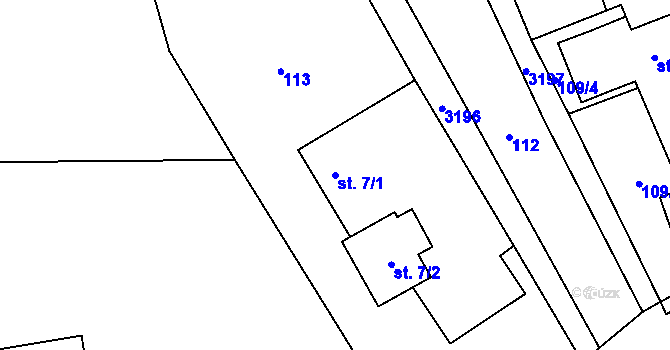 Parcela st. 7/1 v KÚ Strojetice, Katastrální mapa