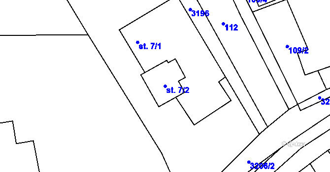 Parcela st. 7/2 v KÚ Strojetice, Katastrální mapa