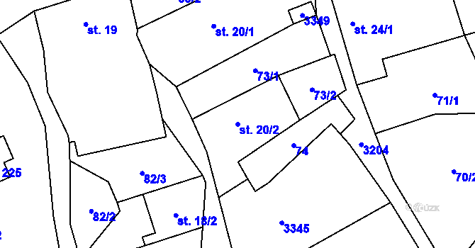 Parcela st. 20/2 v KÚ Strojetice, Katastrální mapa