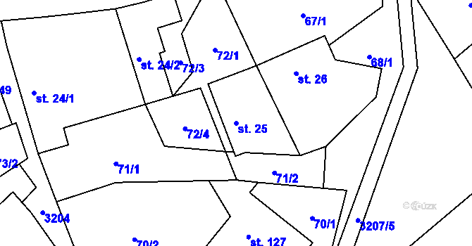 Parcela st. 25 v KÚ Strojetice, Katastrální mapa