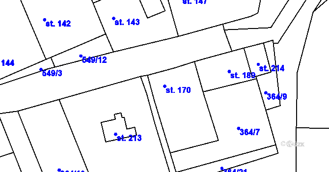 Parcela st. 170 v KÚ Strojetice, Katastrální mapa