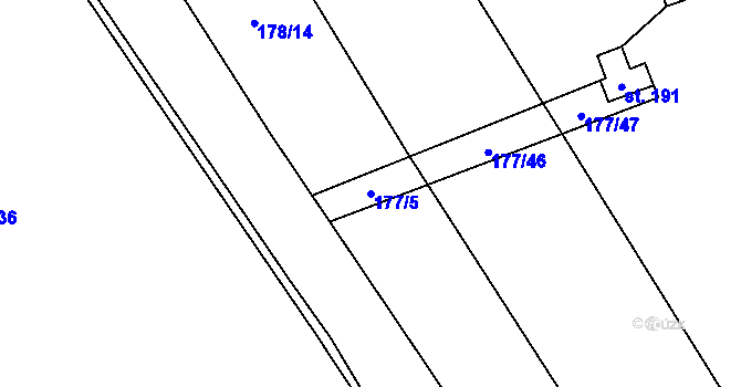 Parcela st. 177/5 v KÚ Strojetice, Katastrální mapa