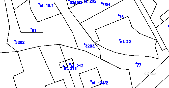 Parcela st. 3203/1 v KÚ Strojetice, Katastrální mapa