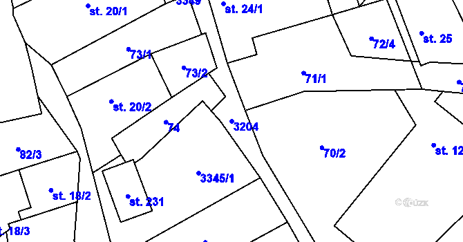 Parcela st. 3204 v KÚ Strojetice, Katastrální mapa