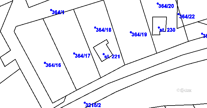 Parcela st. 221 v KÚ Strojetice, Katastrální mapa