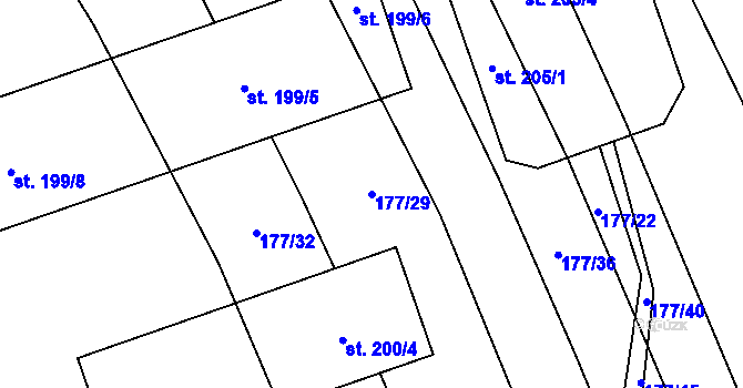 Parcela st. 177/29 v KÚ Strojetice, Katastrální mapa