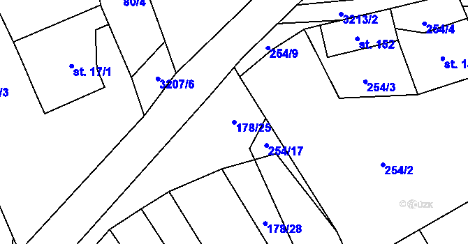 Parcela st. 178/25 v KÚ Strojetice, Katastrální mapa