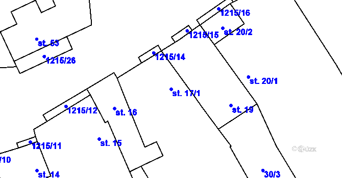 Parcela st. 17/1 v KÚ Běsno, Katastrální mapa
