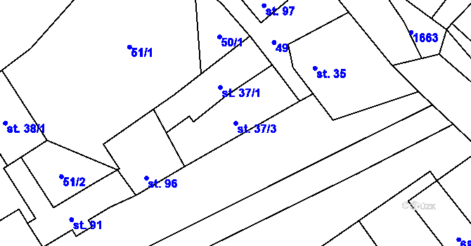 Parcela st. 37/3 v KÚ Běsno, Katastrální mapa