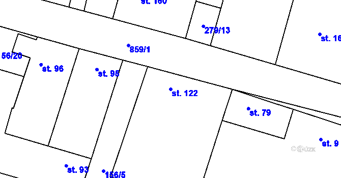 Parcela st. 122 v KÚ Strojetice u Podbořan, Katastrální mapa