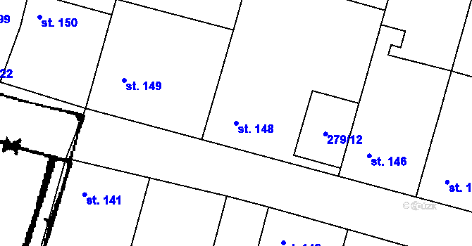 Parcela st. 148 v KÚ Strojetice u Podbořan, Katastrální mapa