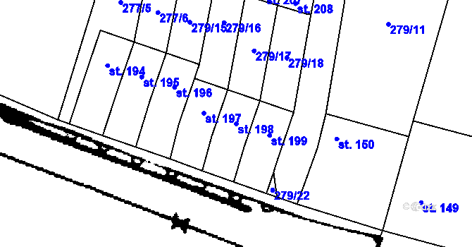 Parcela st. 198 v KÚ Strojetice u Podbořan, Katastrální mapa